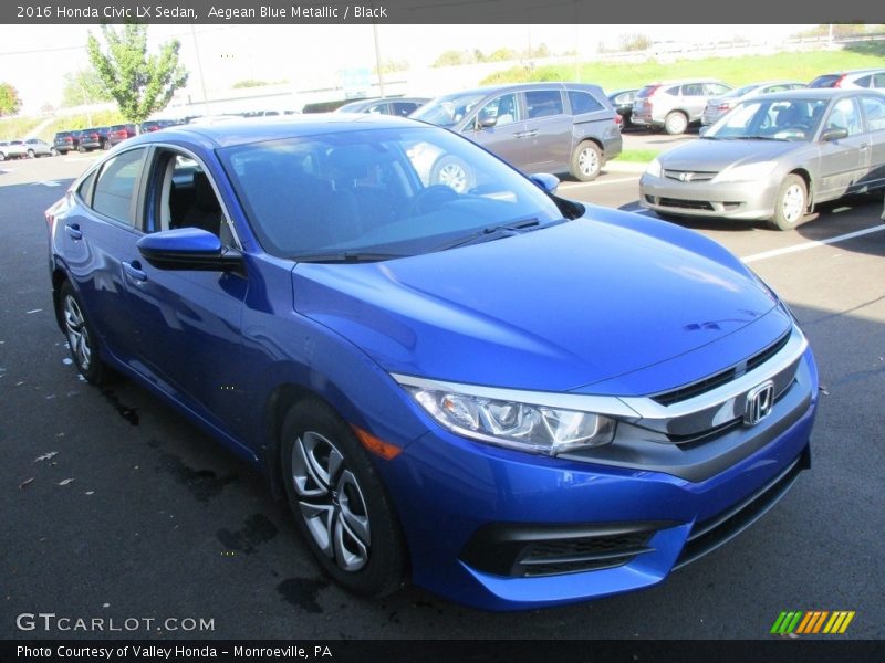 Aegean Blue Metallic / Black 2016 Honda Civic LX Sedan