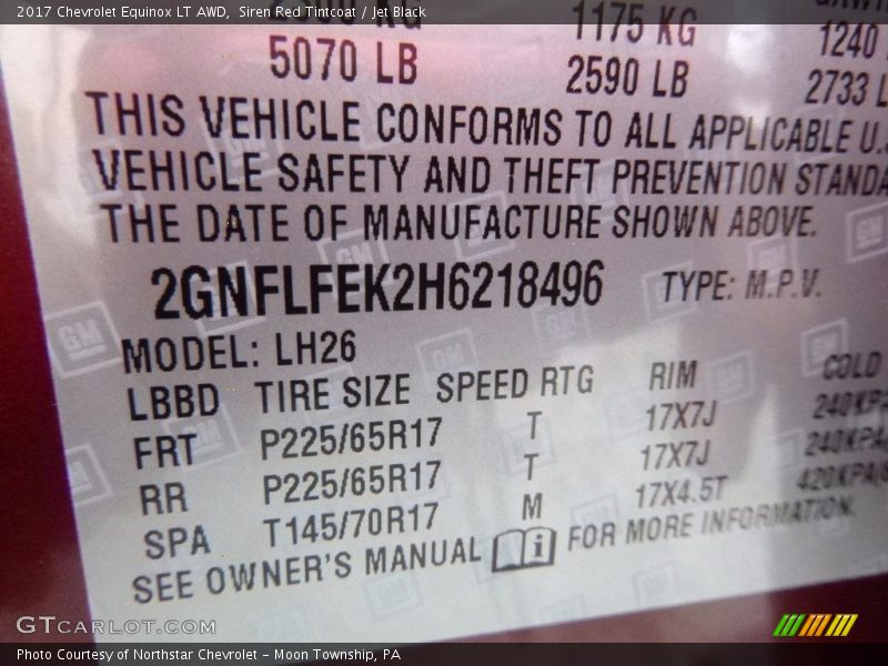 Siren Red Tintcoat / Jet Black 2017 Chevrolet Equinox LT AWD