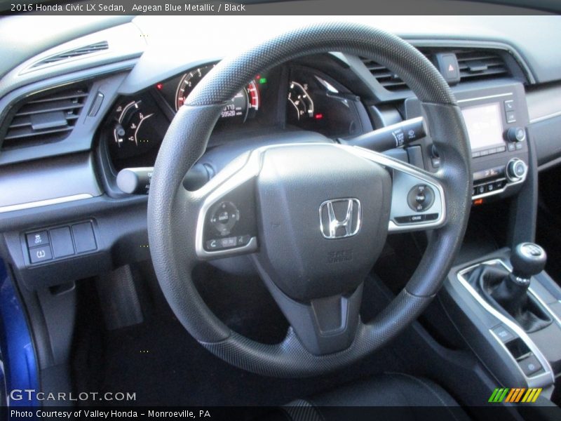 Aegean Blue Metallic / Black 2016 Honda Civic LX Sedan