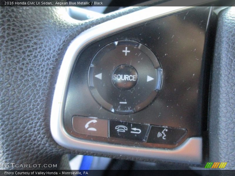 Aegean Blue Metallic / Black 2016 Honda Civic LX Sedan