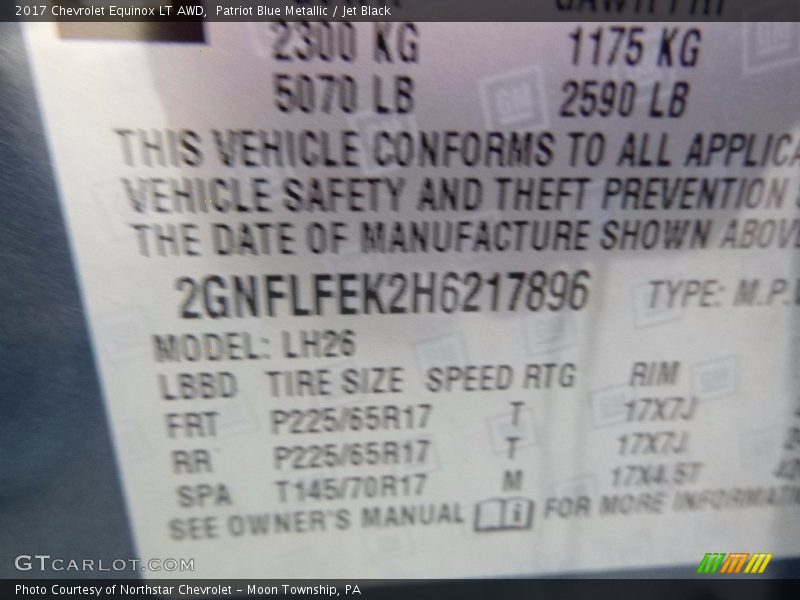 Patriot Blue Metallic / Jet Black 2017 Chevrolet Equinox LT AWD