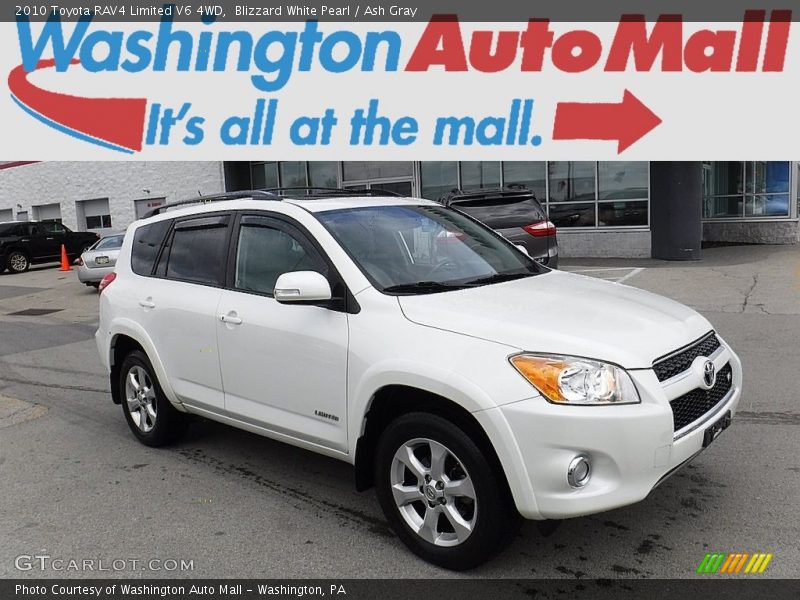 Blizzard White Pearl / Ash Gray 2010 Toyota RAV4 Limited V6 4WD