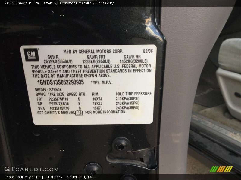 Graystone Metallic / Light Gray 2006 Chevrolet TrailBlazer LS