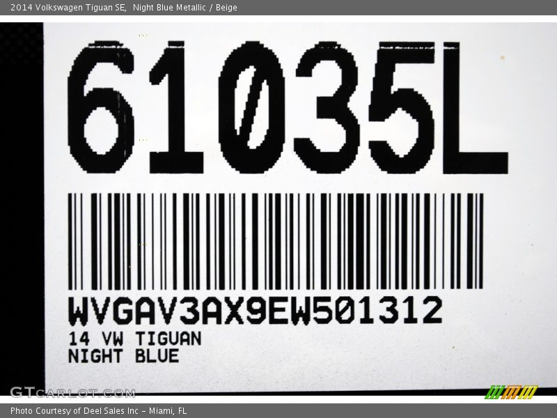 Night Blue Metallic / Beige 2014 Volkswagen Tiguan SE