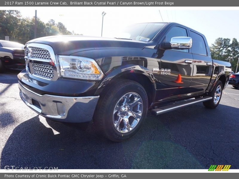 Brilliant Black Crystal Pearl / Canyon Brown/Light Frost Beige 2017 Ram 1500 Laramie Crew Cab