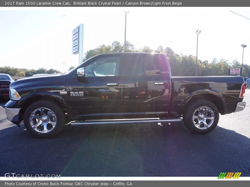 Brilliant Black Crystal Pearl / Canyon Brown/Light Frost Beige 2017 Ram 1500 Laramie Crew Cab