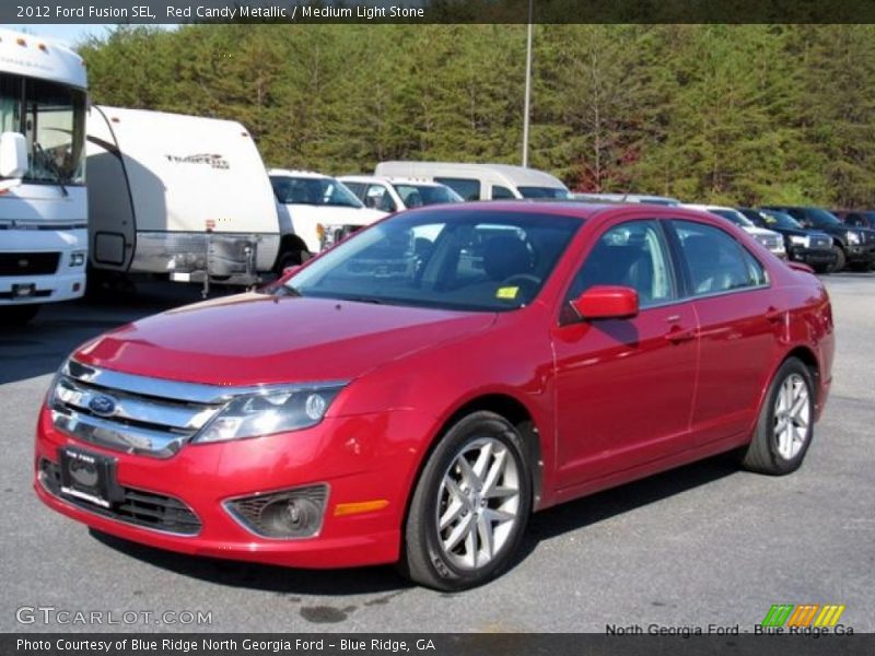 Red Candy Metallic / Medium Light Stone 2012 Ford Fusion SEL