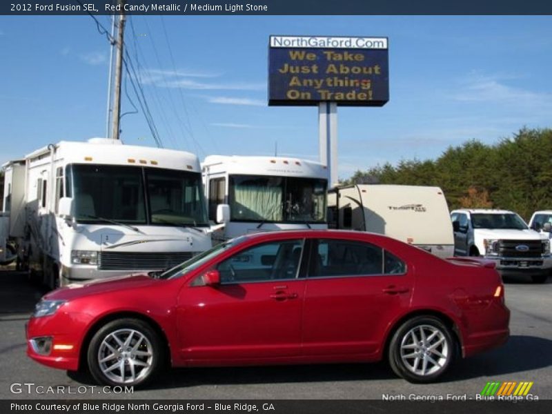 Red Candy Metallic / Medium Light Stone 2012 Ford Fusion SEL