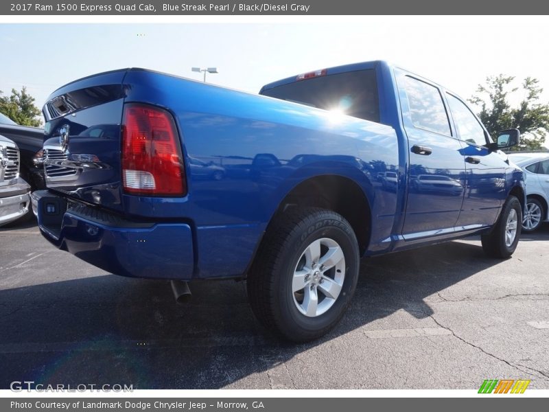 Blue Streak Pearl / Black/Diesel Gray 2017 Ram 1500 Express Quad Cab