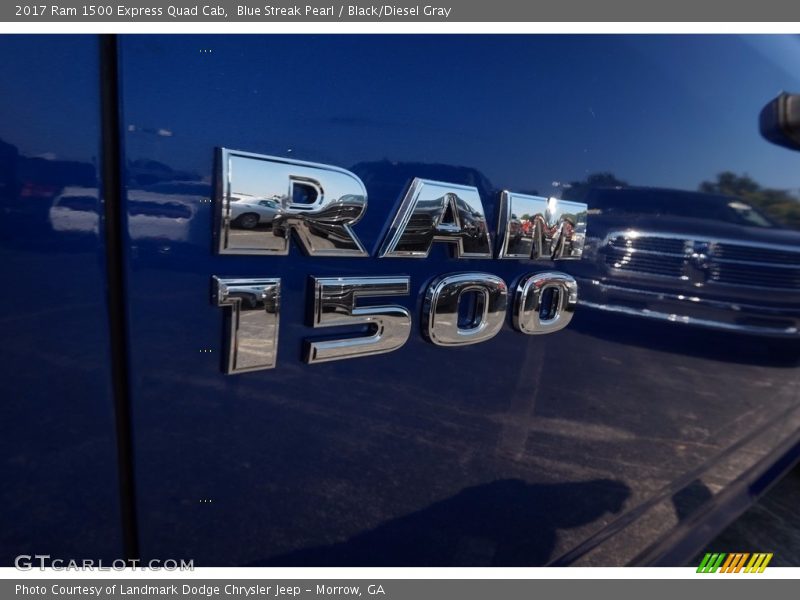 Blue Streak Pearl / Black/Diesel Gray 2017 Ram 1500 Express Quad Cab
