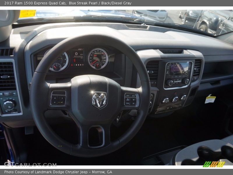 Blue Streak Pearl / Black/Diesel Gray 2017 Ram 1500 Express Quad Cab