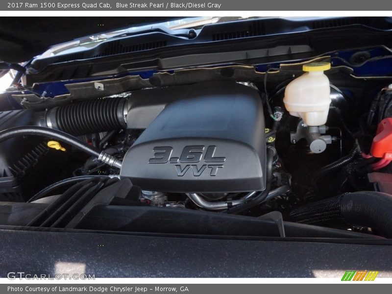 Blue Streak Pearl / Black/Diesel Gray 2017 Ram 1500 Express Quad Cab