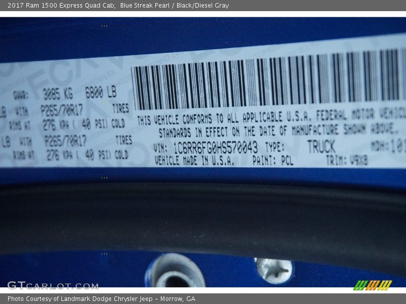 Blue Streak Pearl / Black/Diesel Gray 2017 Ram 1500 Express Quad Cab