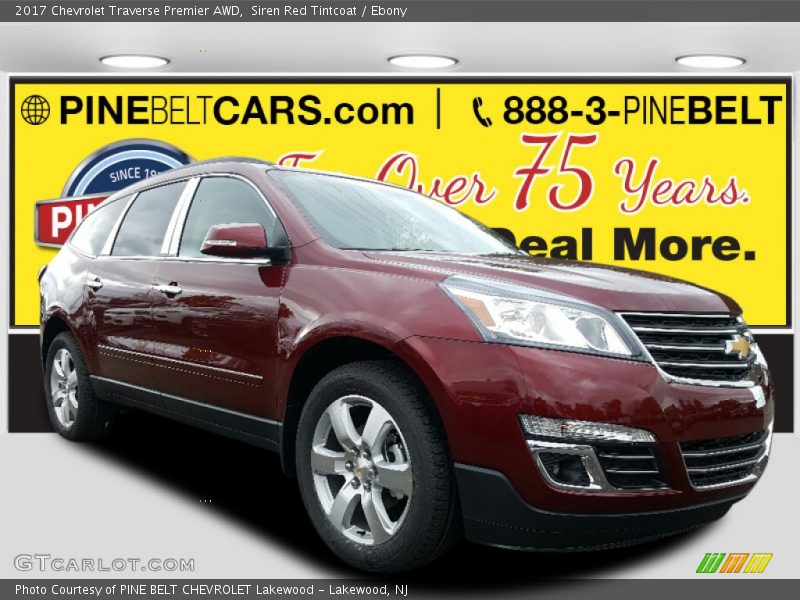 Siren Red Tintcoat / Ebony 2017 Chevrolet Traverse Premier AWD
