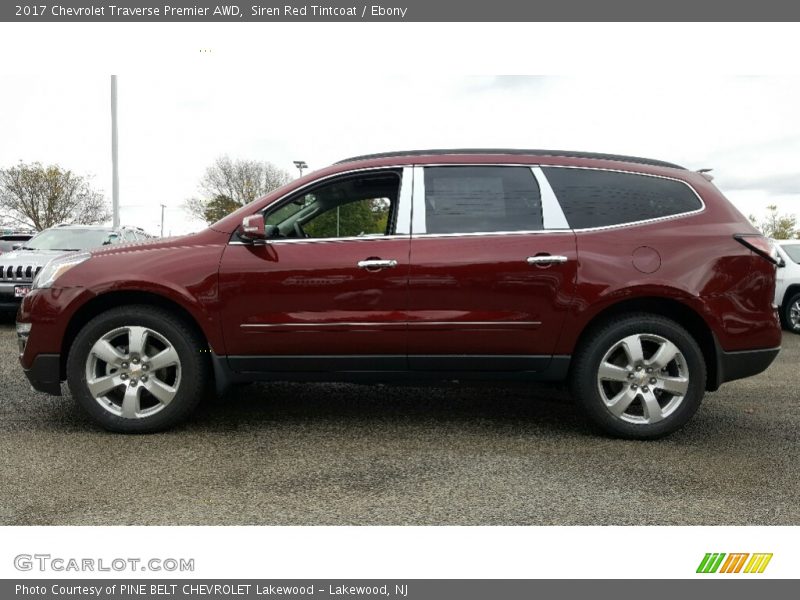 Siren Red Tintcoat / Ebony 2017 Chevrolet Traverse Premier AWD