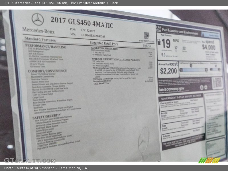 Iridium Silver Metallic / Black 2017 Mercedes-Benz GLS 450 4Matic