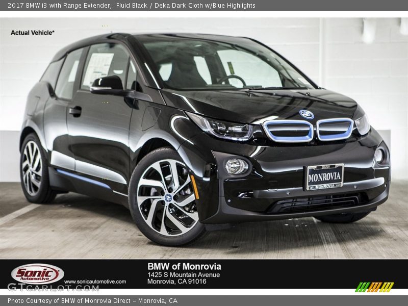 Fluid Black / Deka Dark Cloth w/Blue Highlights 2017 BMW i3 with Range Extender