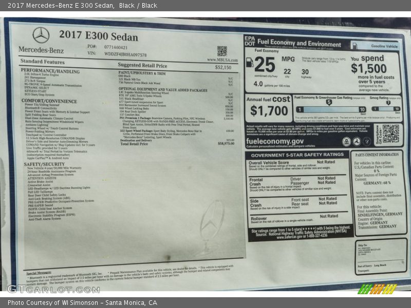 Black / Black 2017 Mercedes-Benz E 300 Sedan