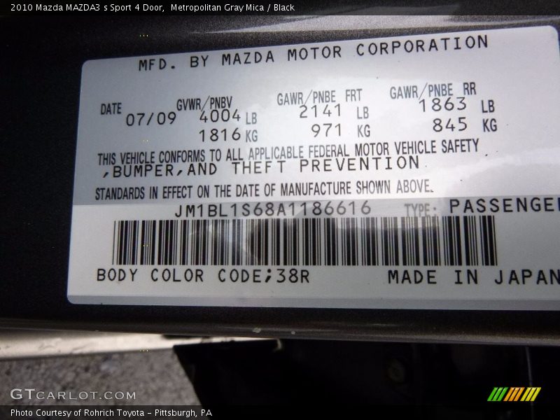 Metropolitan Gray Mica / Black 2010 Mazda MAZDA3 s Sport 4 Door