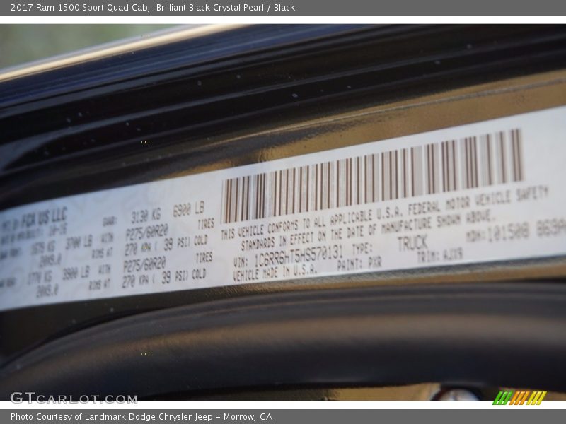 Brilliant Black Crystal Pearl / Black 2017 Ram 1500 Sport Quad Cab