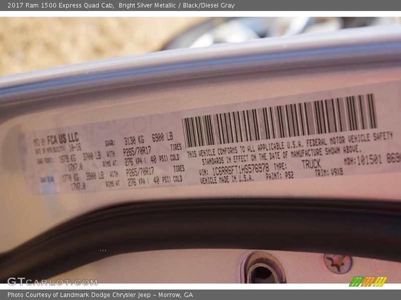 Bright Silver Metallic / Black/Diesel Gray 2017 Ram 1500 Express Quad Cab