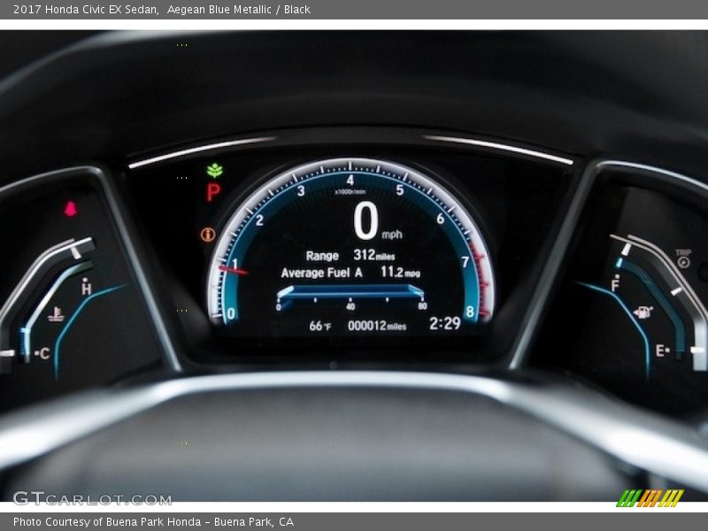 Aegean Blue Metallic / Black 2017 Honda Civic EX Sedan