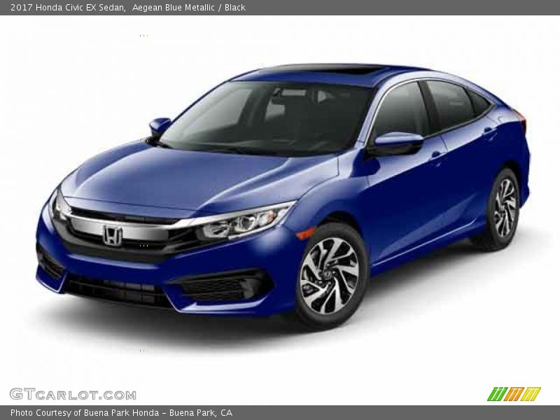 Aegean Blue Metallic / Black 2017 Honda Civic EX Sedan