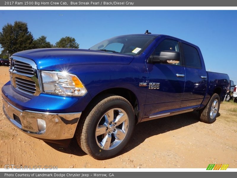 Blue Streak Pearl / Black/Diesel Gray 2017 Ram 1500 Big Horn Crew Cab