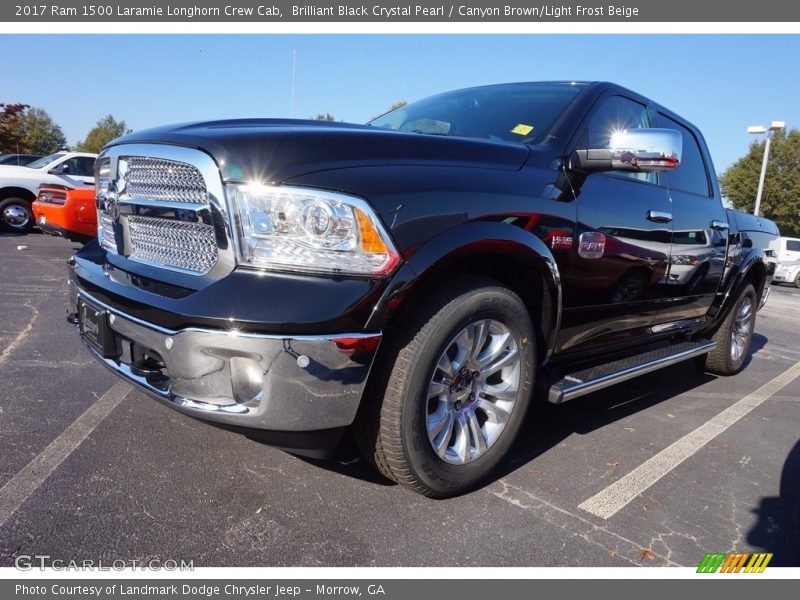 Brilliant Black Crystal Pearl / Canyon Brown/Light Frost Beige 2017 Ram 1500 Laramie Longhorn Crew Cab