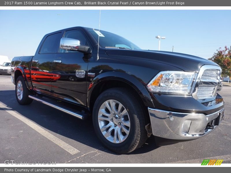 Brilliant Black Crystal Pearl / Canyon Brown/Light Frost Beige 2017 Ram 1500 Laramie Longhorn Crew Cab