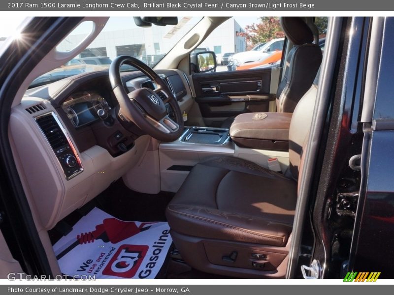 Brilliant Black Crystal Pearl / Canyon Brown/Light Frost Beige 2017 Ram 1500 Laramie Longhorn Crew Cab