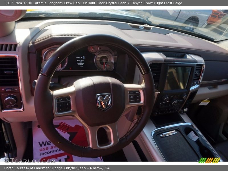 Brilliant Black Crystal Pearl / Canyon Brown/Light Frost Beige 2017 Ram 1500 Laramie Longhorn Crew Cab