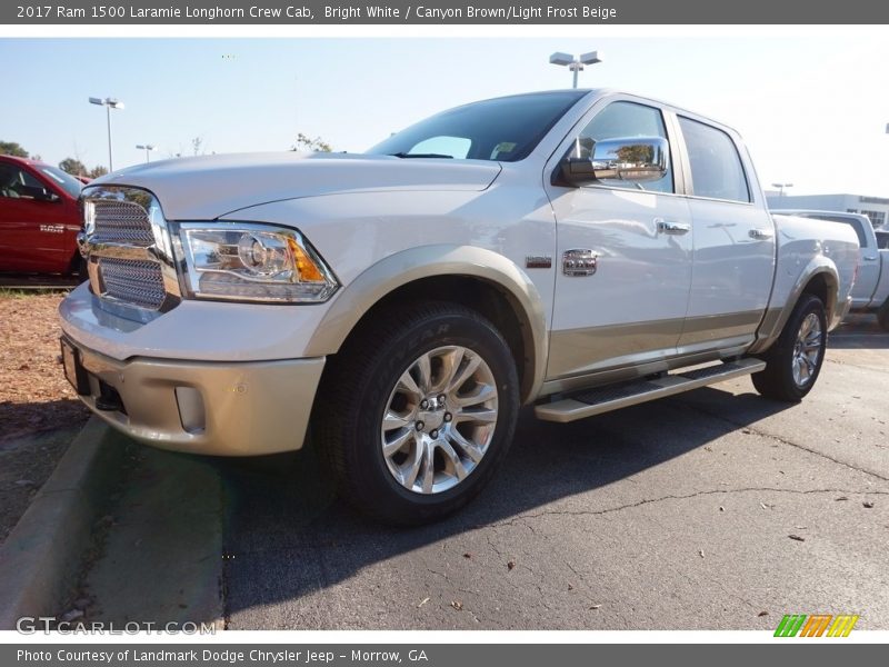 Bright White / Canyon Brown/Light Frost Beige 2017 Ram 1500 Laramie Longhorn Crew Cab