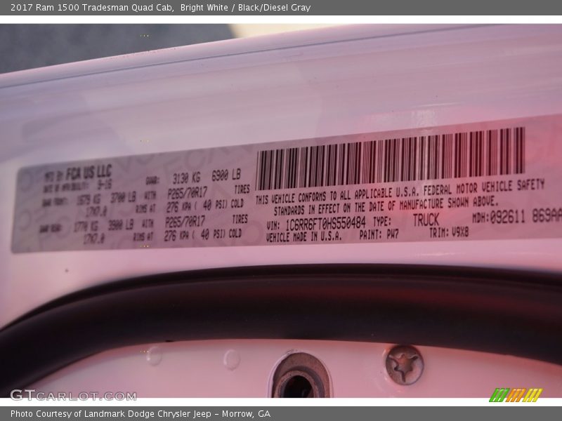 Bright White / Black/Diesel Gray 2017 Ram 1500 Tradesman Quad Cab