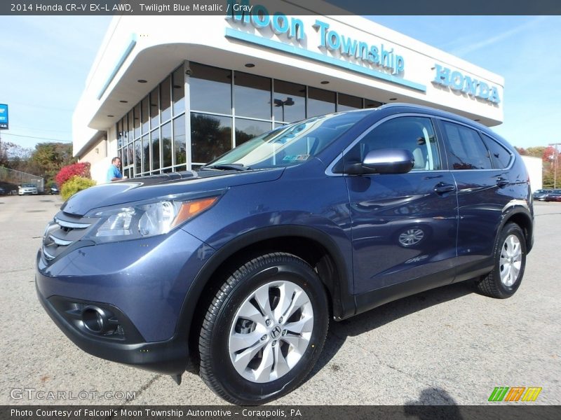 Twilight Blue Metallic / Gray 2014 Honda CR-V EX-L AWD
