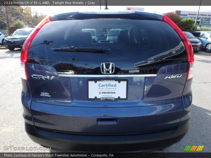 Twilight Blue Metallic / Gray 2014 Honda CR-V EX-L AWD