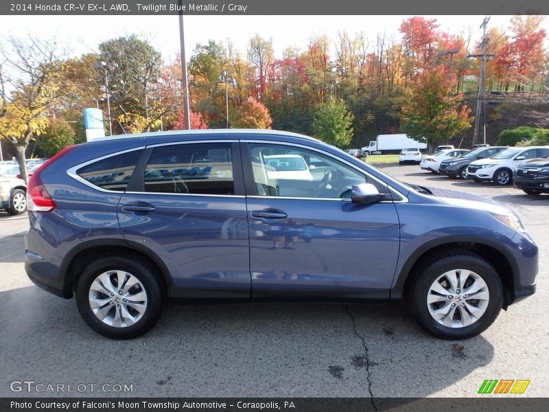 Twilight Blue Metallic / Gray 2014 Honda CR-V EX-L AWD