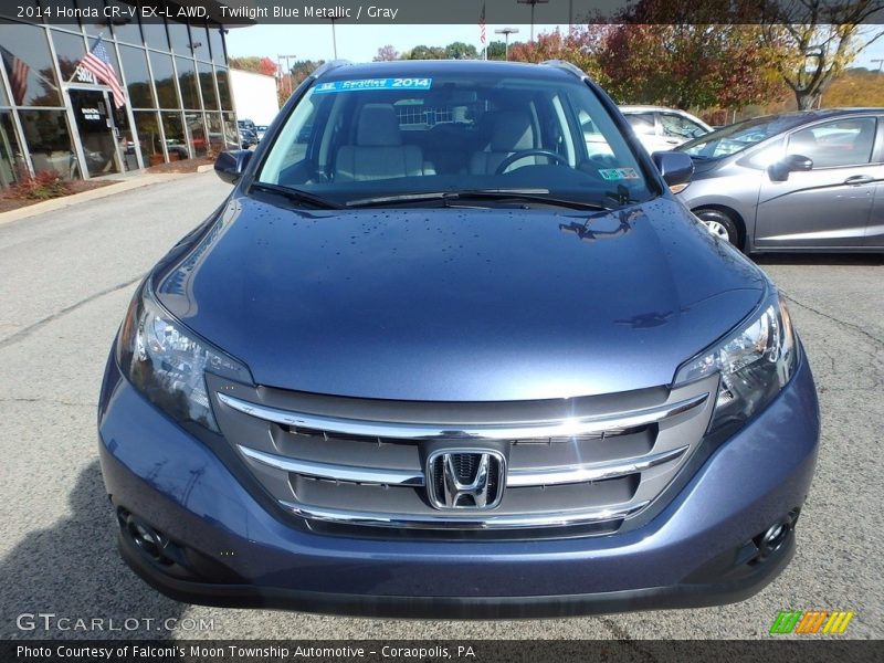 Twilight Blue Metallic / Gray 2014 Honda CR-V EX-L AWD