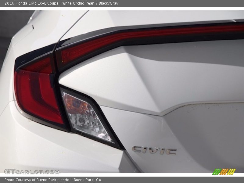 White Orchid Pearl / Black/Gray 2016 Honda Civic EX-L Coupe