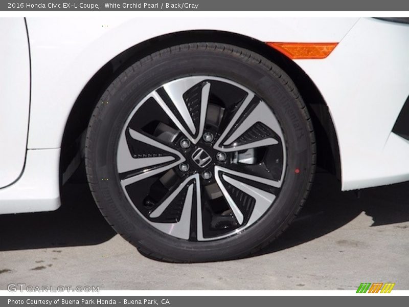 White Orchid Pearl / Black/Gray 2016 Honda Civic EX-L Coupe