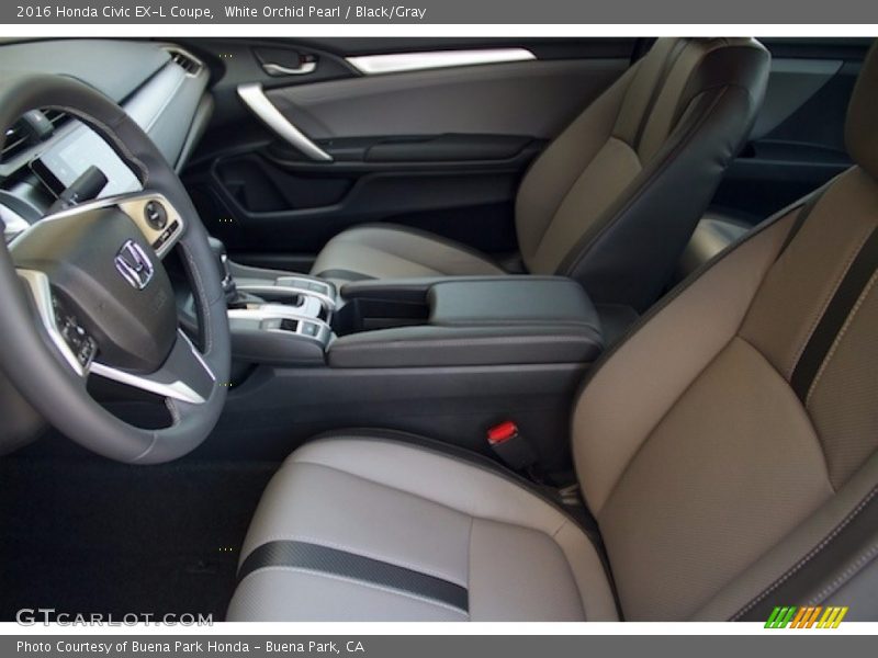 White Orchid Pearl / Black/Gray 2016 Honda Civic EX-L Coupe