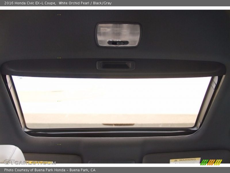 White Orchid Pearl / Black/Gray 2016 Honda Civic EX-L Coupe