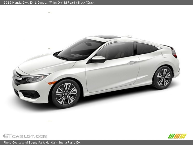 White Orchid Pearl / Black/Gray 2016 Honda Civic EX-L Coupe