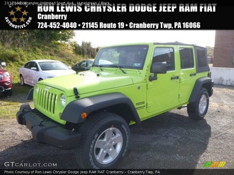 Hypergreen / Black 2017 Jeep Wrangler Unlimited Sport 4x4