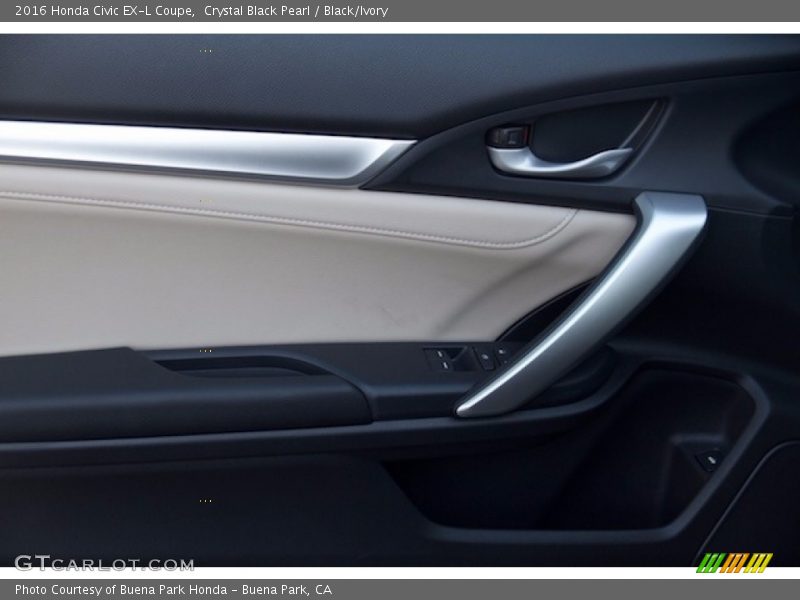 Crystal Black Pearl / Black/Ivory 2016 Honda Civic EX-L Coupe