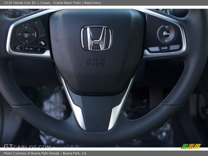 Crystal Black Pearl / Black/Ivory 2016 Honda Civic EX-L Coupe