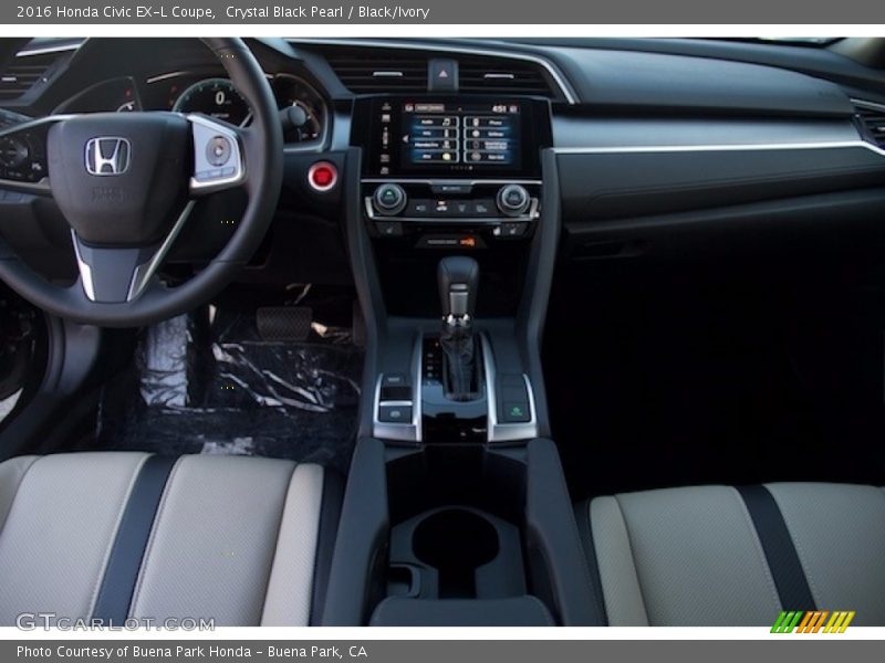 Crystal Black Pearl / Black/Ivory 2016 Honda Civic EX-L Coupe
