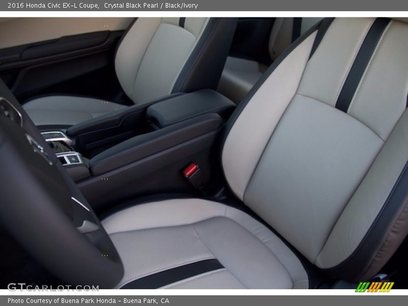 Crystal Black Pearl / Black/Ivory 2016 Honda Civic EX-L Coupe
