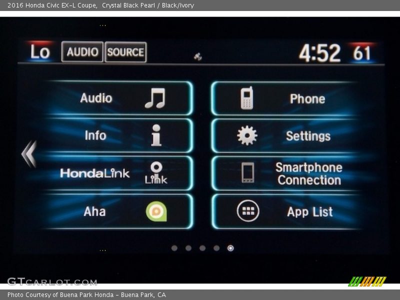 Crystal Black Pearl / Black/Ivory 2016 Honda Civic EX-L Coupe