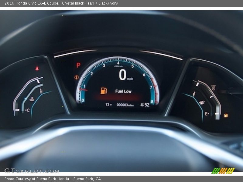 Crystal Black Pearl / Black/Ivory 2016 Honda Civic EX-L Coupe